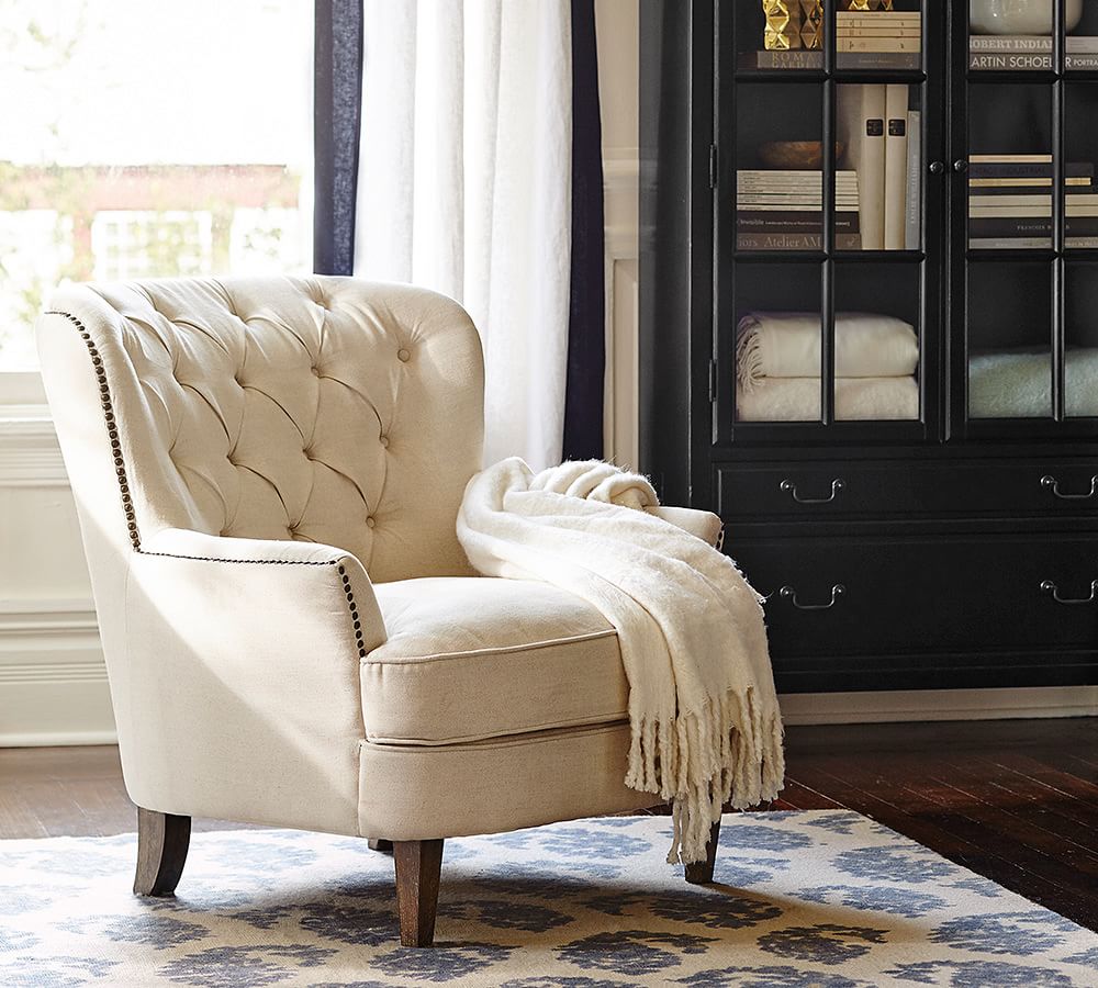 pottery barn cardiff tufted armchair